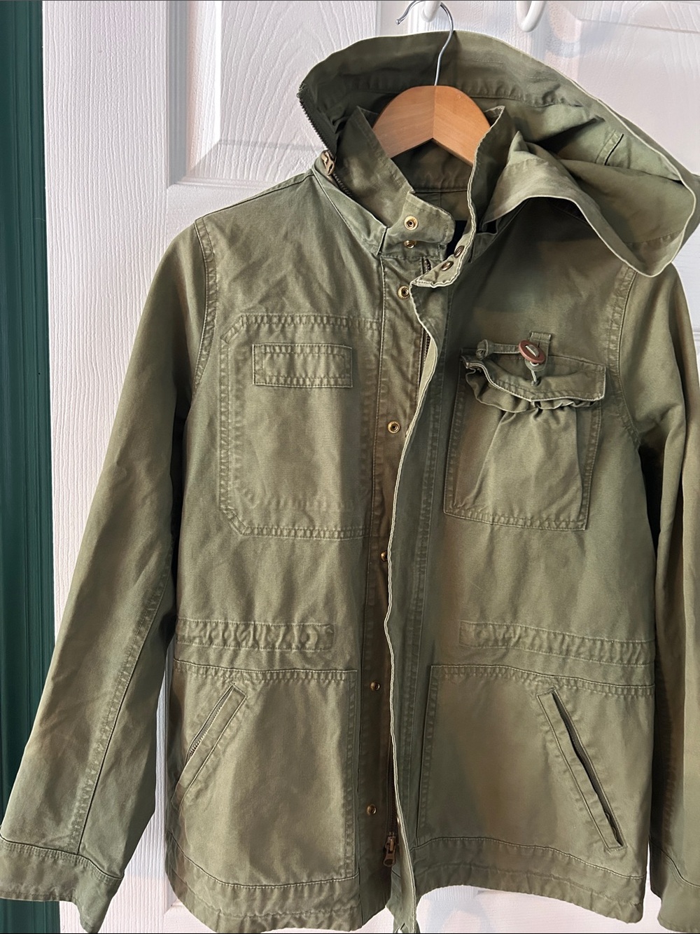 J. Crew Olive Utility Hooded Jacket